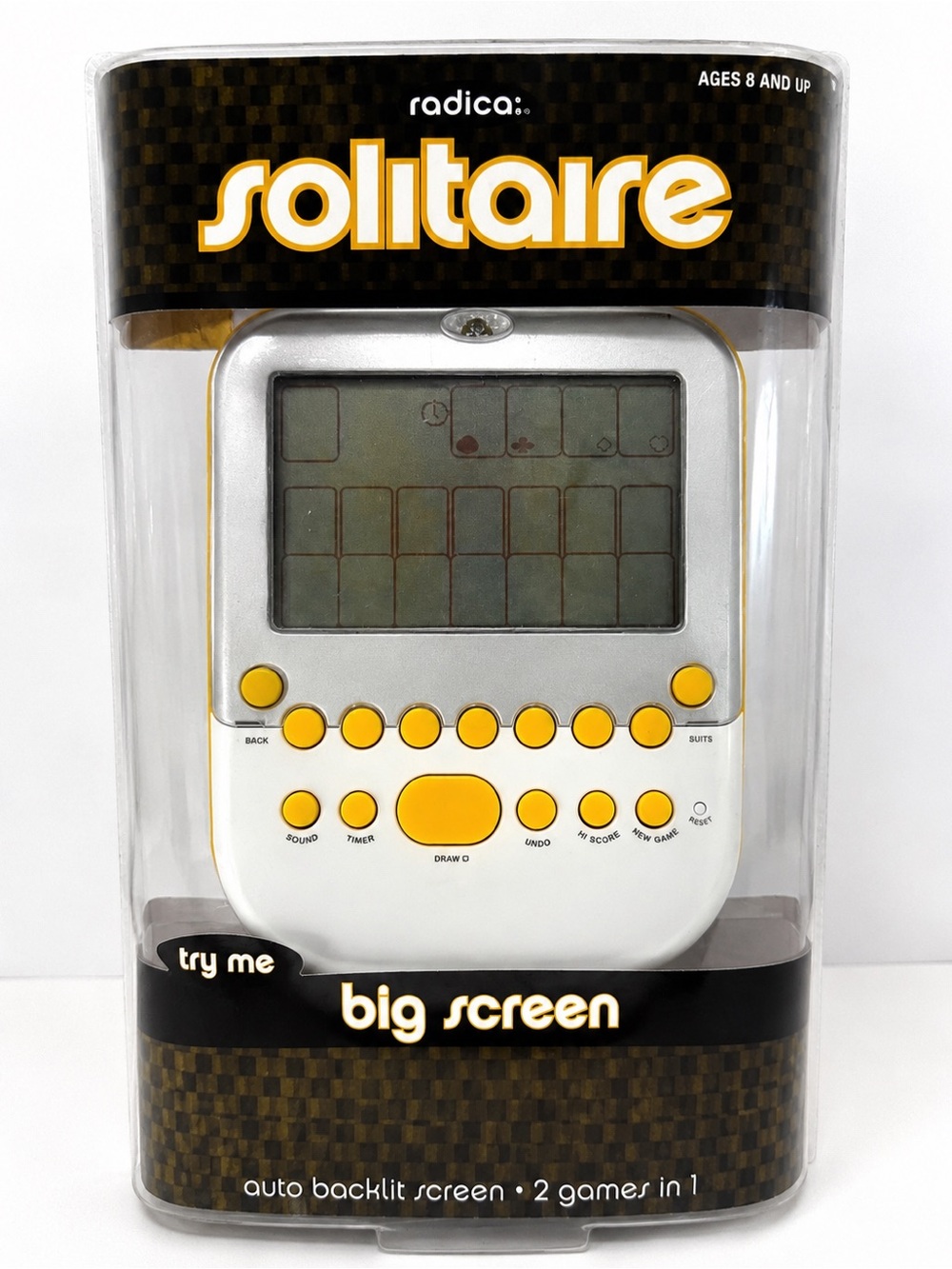 Radica Big Screen Solitaire Handheld Game Sealed New Mattel Auto Backlit LCD